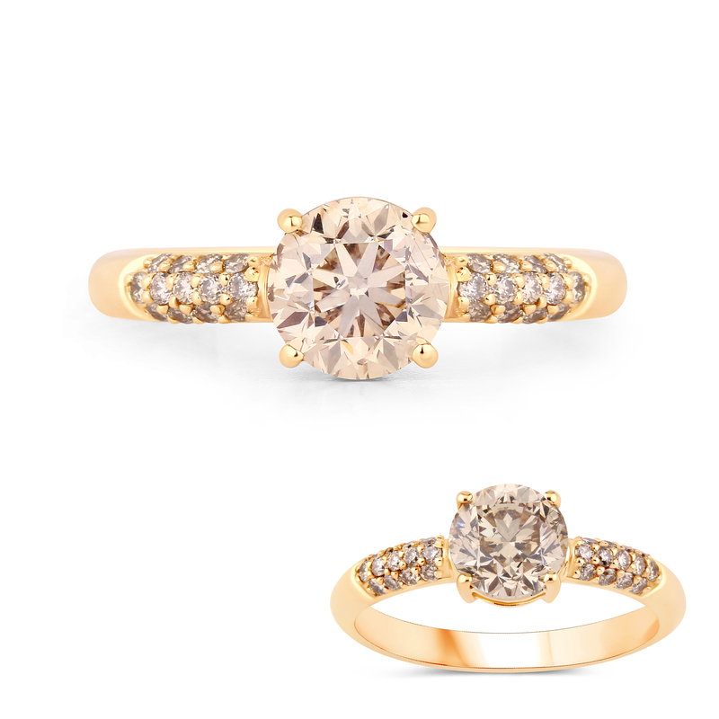 I2 Schokoladen-Brillant-Goldring (SUHANA)