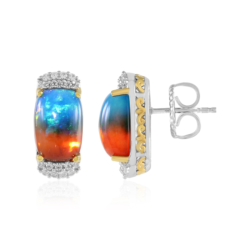 Äthiopischer Mehrfarbiger Opal-Silberohrringe (Gems en Vogue)