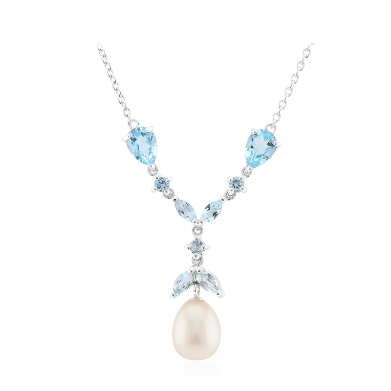 Weiße Süßwasserzuchtperlen-Silbercollier