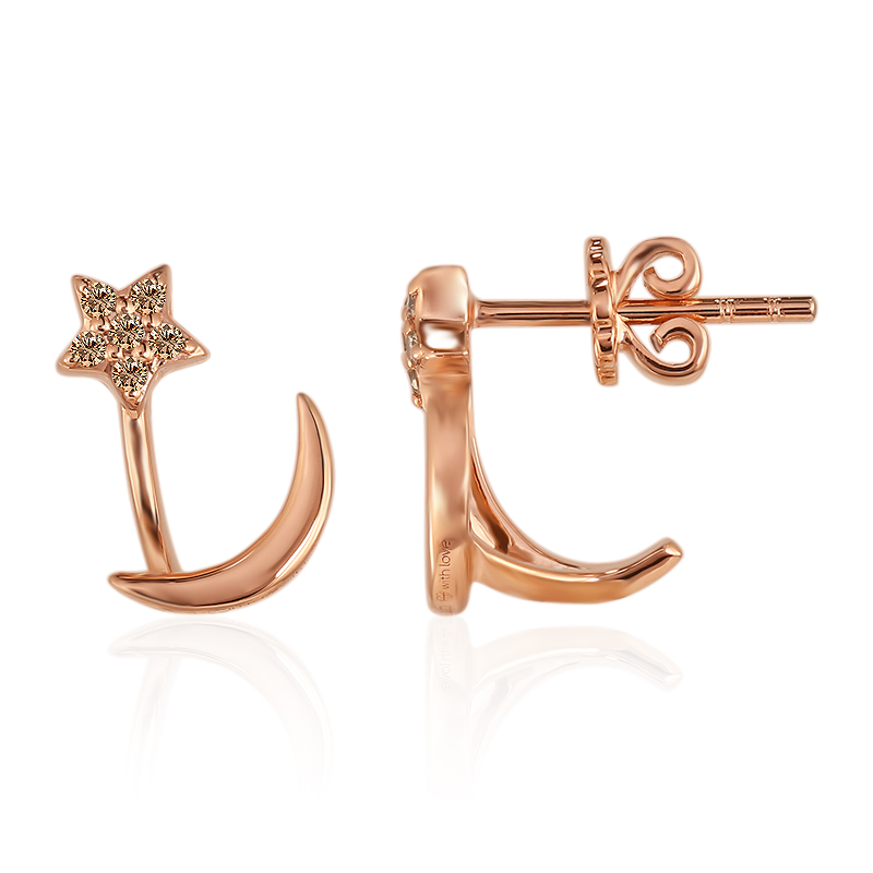 SI1 Argyle-Rose de France-Brillant-Goldohrringe (Annette) SI1 Argyle-Rose de France-Brillant-Goldohrringe (Annette)