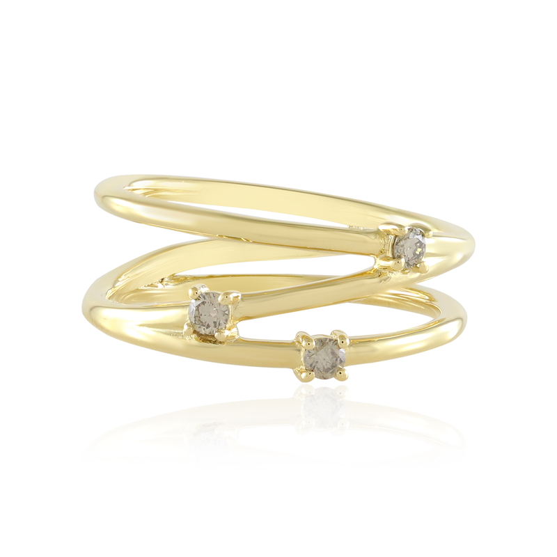 VS1 Champagner-Brillant-Silberring