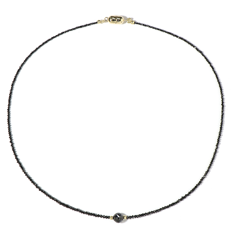 Schwarzer Diamant-Goldhalskette (Adela Gold)