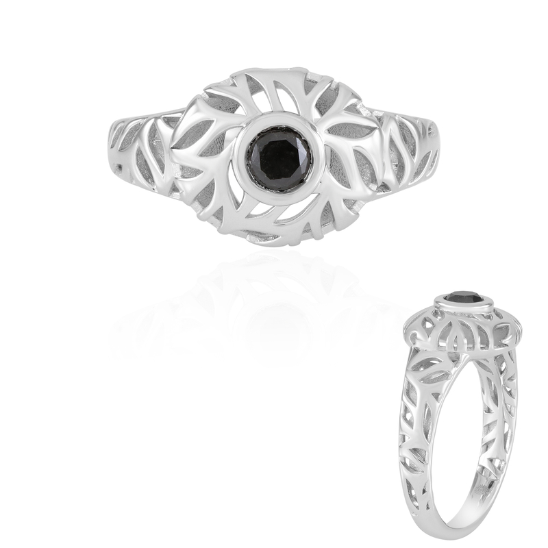 Schwarzer Brillant-Silberring (Ornaments by de Melo)