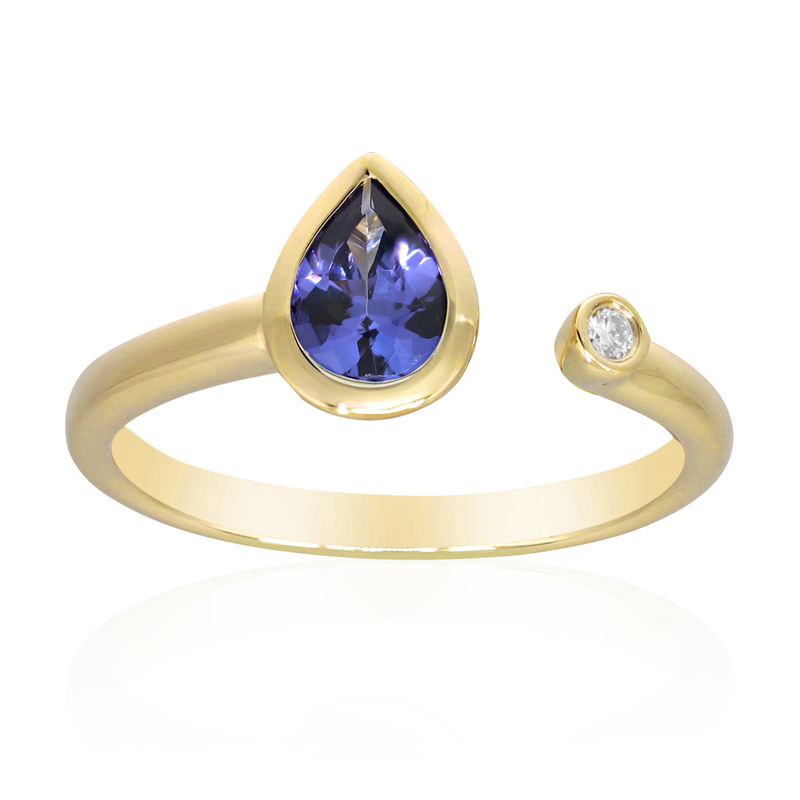 AAA-Tansanit-Goldring - Farbe: Blau