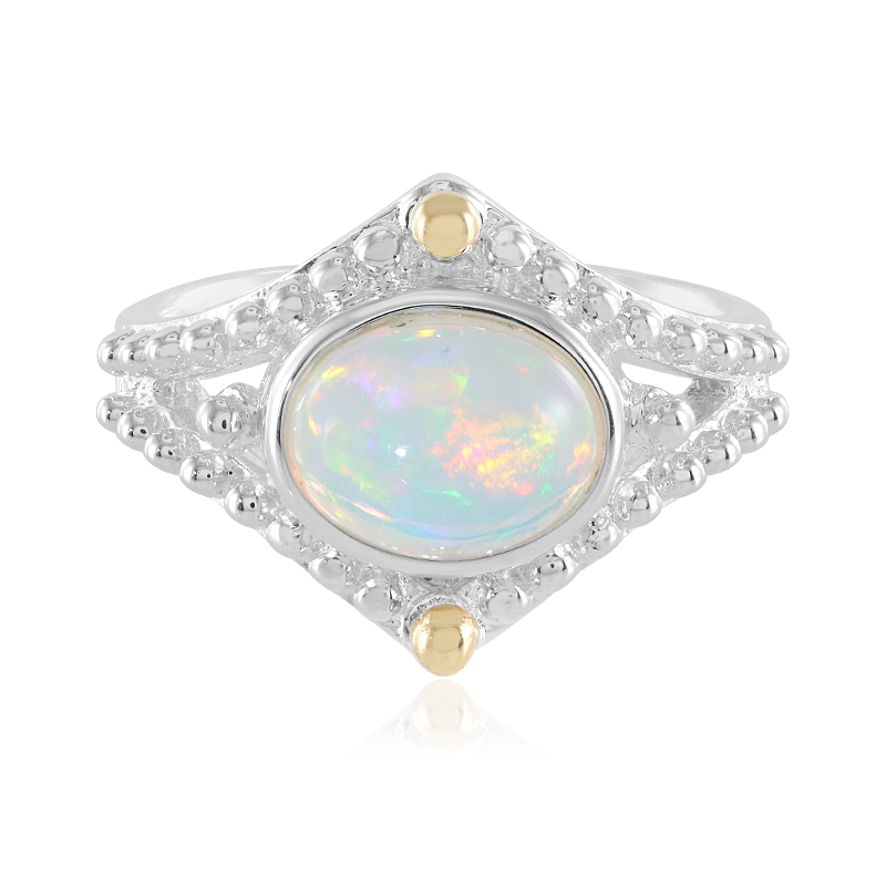 Welo-Opal-Silberring mit Gold (Granulieren)