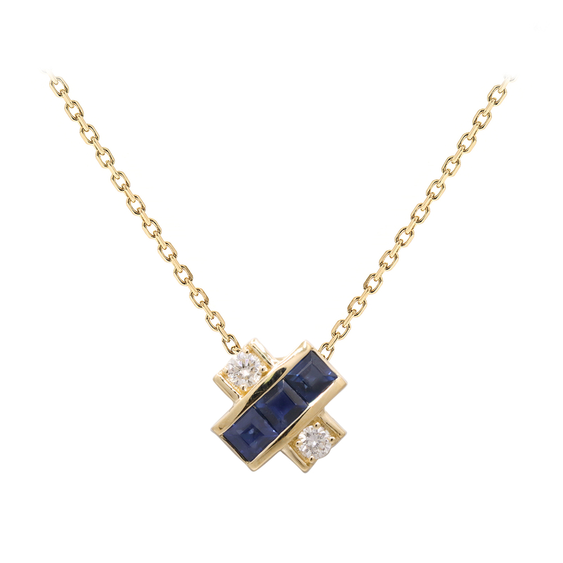 Blauer Ceylon-Saphir-Goldcollier (CIRARI)