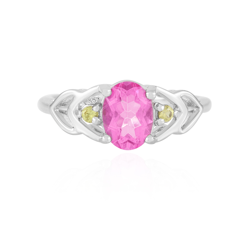 Pinkfarbener Quarz-Silberring