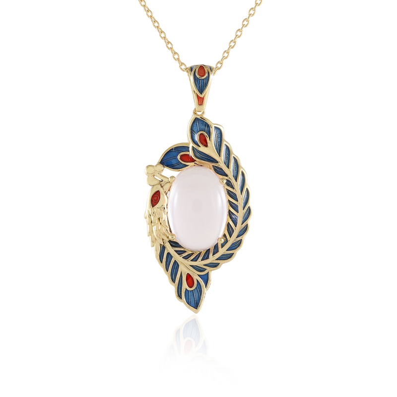 Rosenquarz-Silberhalskette (Adela Silber)