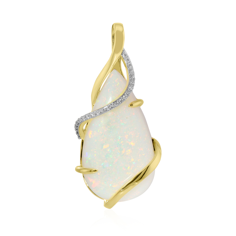 Brasilianischer Weißer Opal-Goldanhänger Brasilianischer Weißer Opal-Goldanhänger