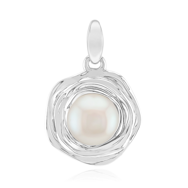 Weiße Süßwasserzuchtperlen-Silberanhänger (Michelle Albala)