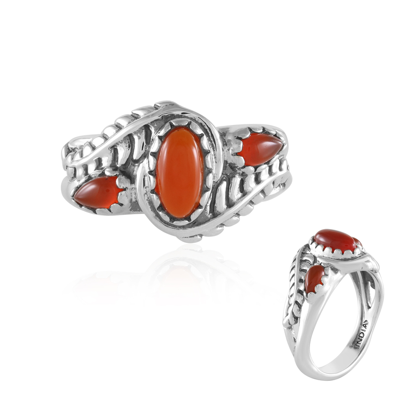 Roter Onyx-Silberring (Desert Chic)