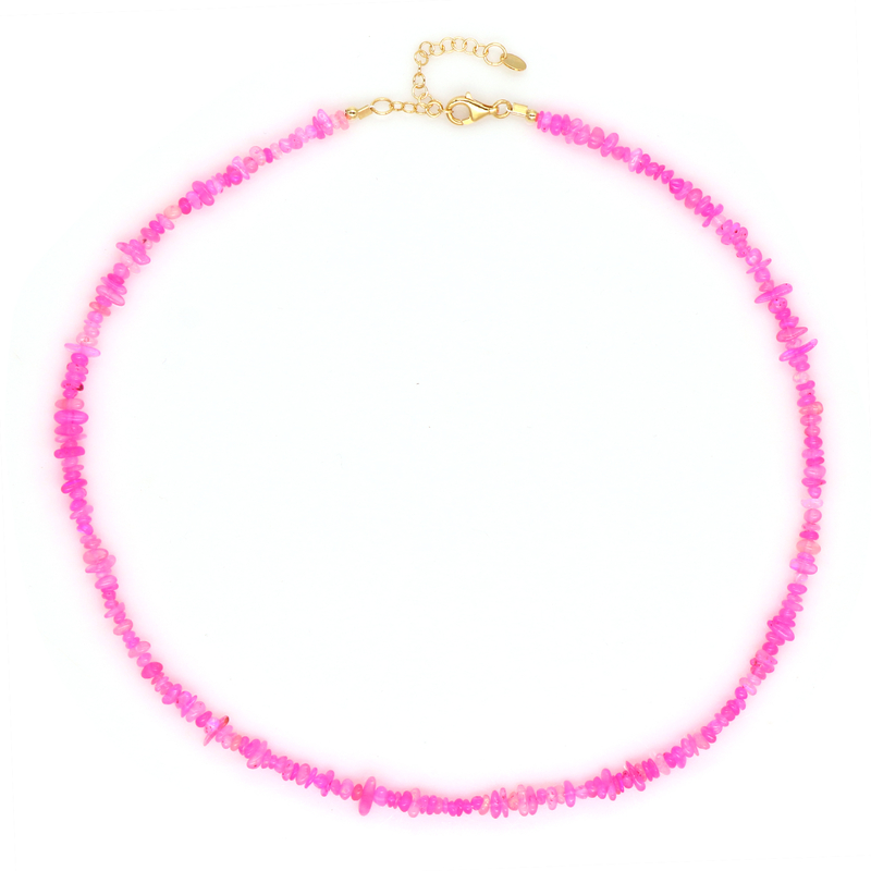Äthiopischer Pinkfarbener Opal-Silberhalskette - Farbe: Pink