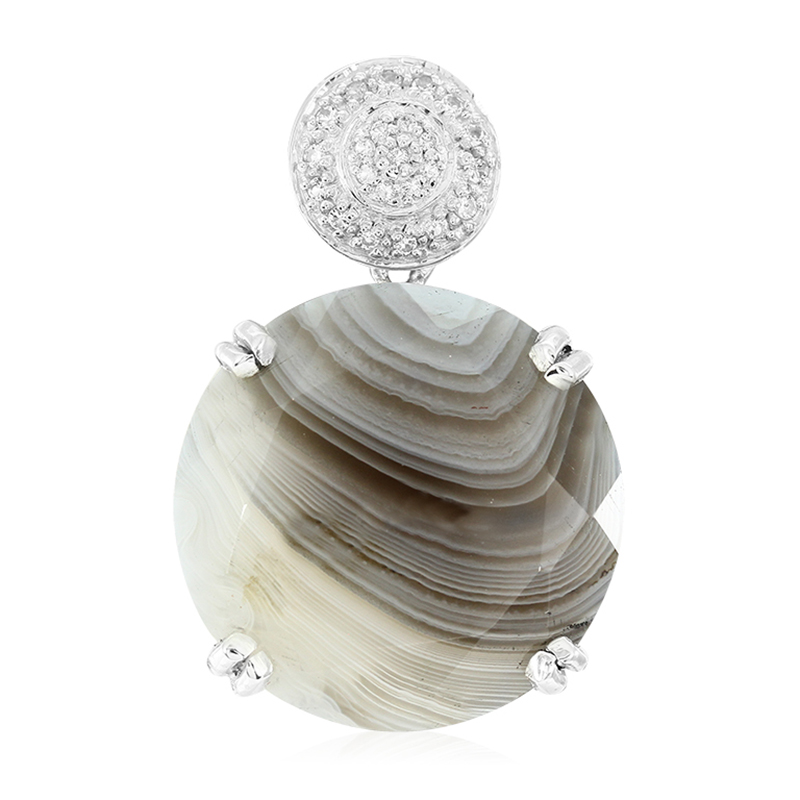 Botswana-Achat-Silberanhänger