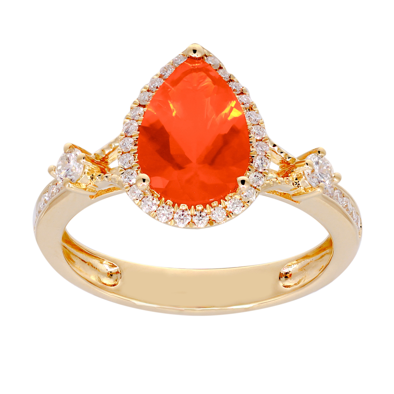 Mexikanischer Feueropal-Goldring (CIRARI)