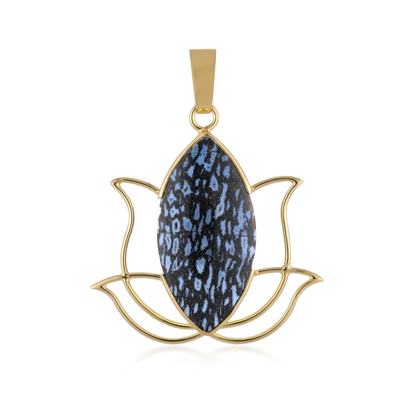 Versteinertes Jambi-Palmenholz-Silberanhänger (Bali Barong)