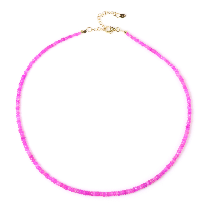 Äthiopischer Pinkfarbener Opal-Silberhalskette