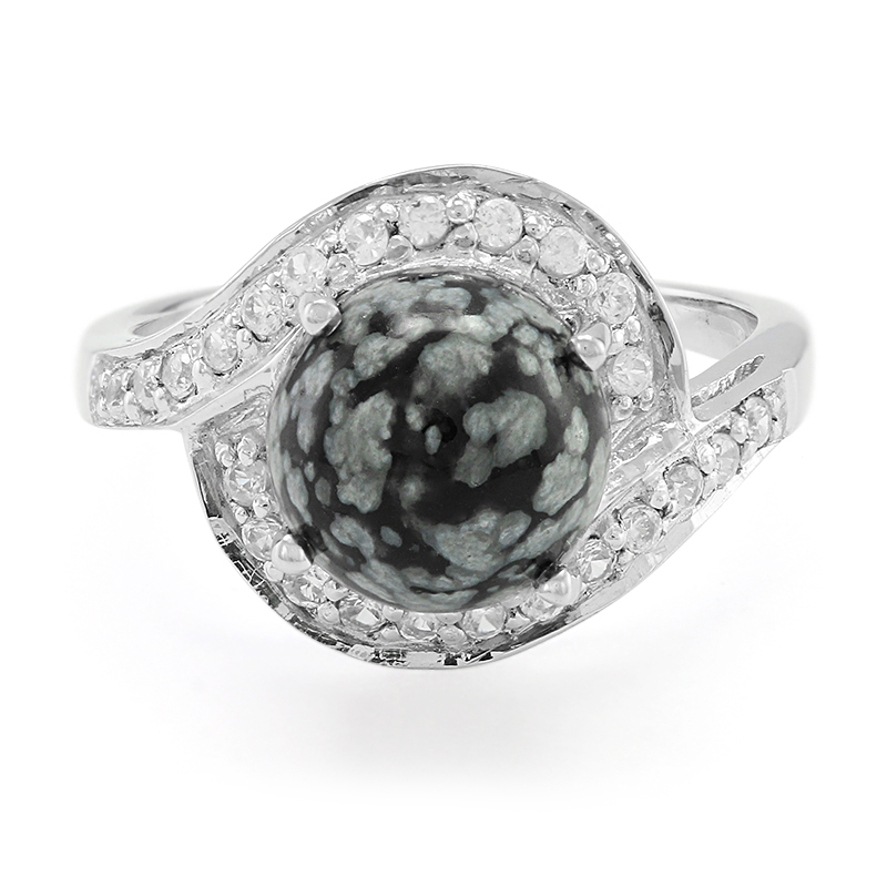 Schneeflocken-Obsidian-Silberring