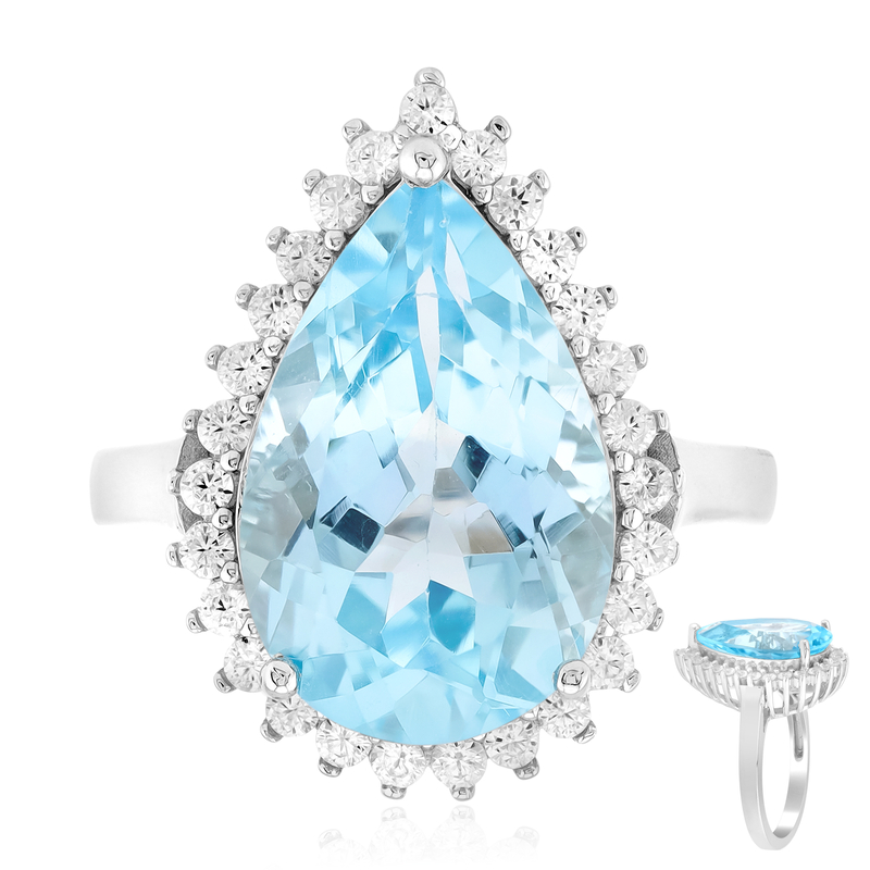 Himmelblauer Topas-Silberring