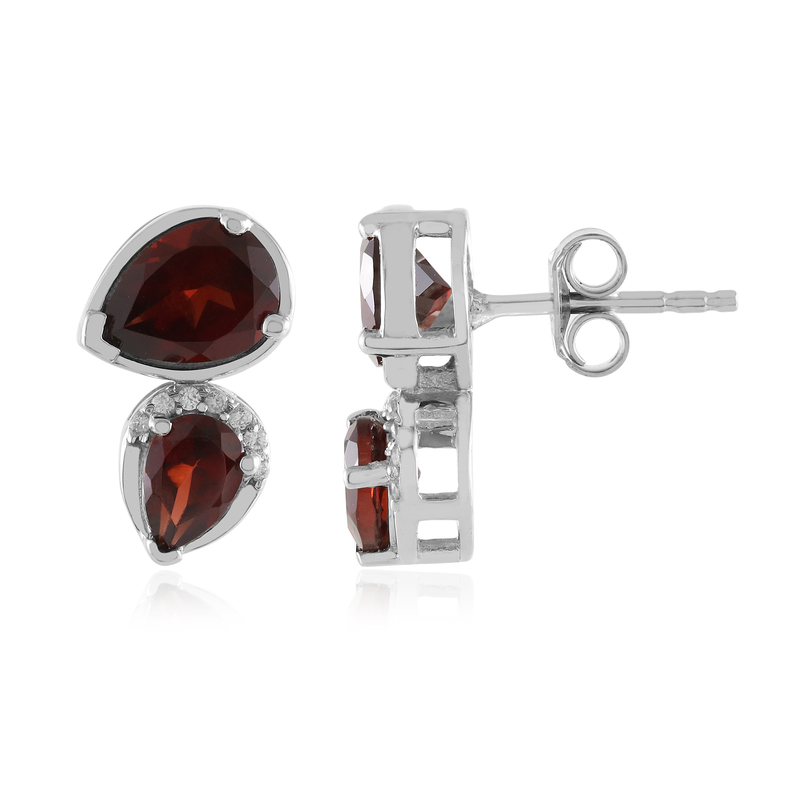 Mosambik-Granat-Silberohrringe Mosambik-Granat-Silberohrringe