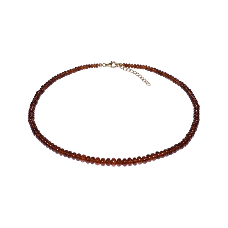 Hessonit-Granat-Silberhalskette