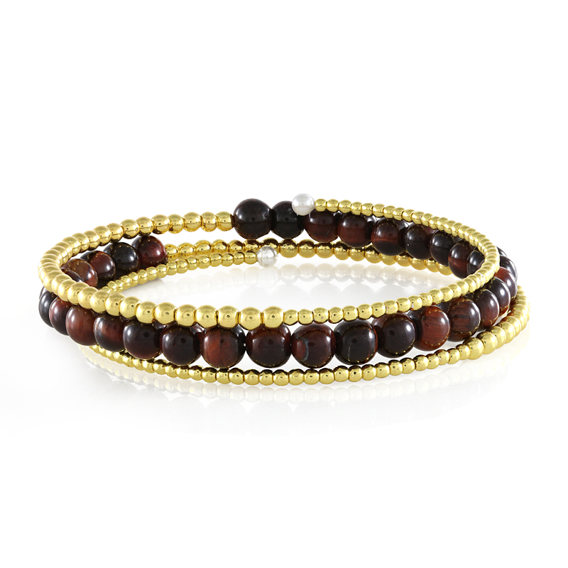 Rotes Tigerauge-Stahlarmreif (Riya)