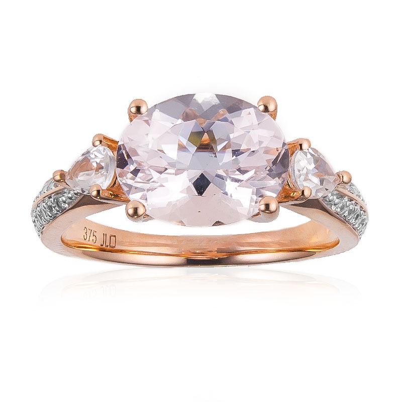 Nicht erhitzter Pinkfarbener Beryll-Goldring