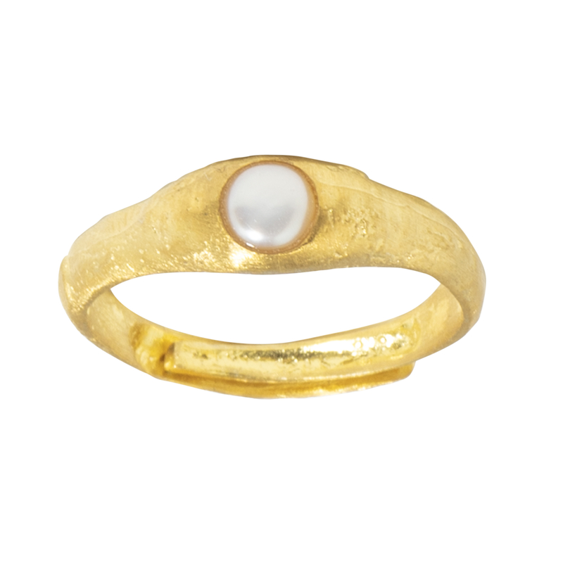 Weiße Süßwasserzuchtperlen-Silberring (Joias do Paraíso)