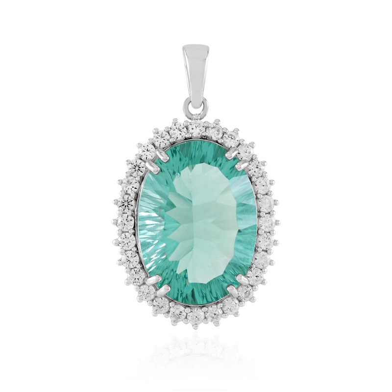 Grüner Fluorit-Silberanhänger - Farbe: Grün
