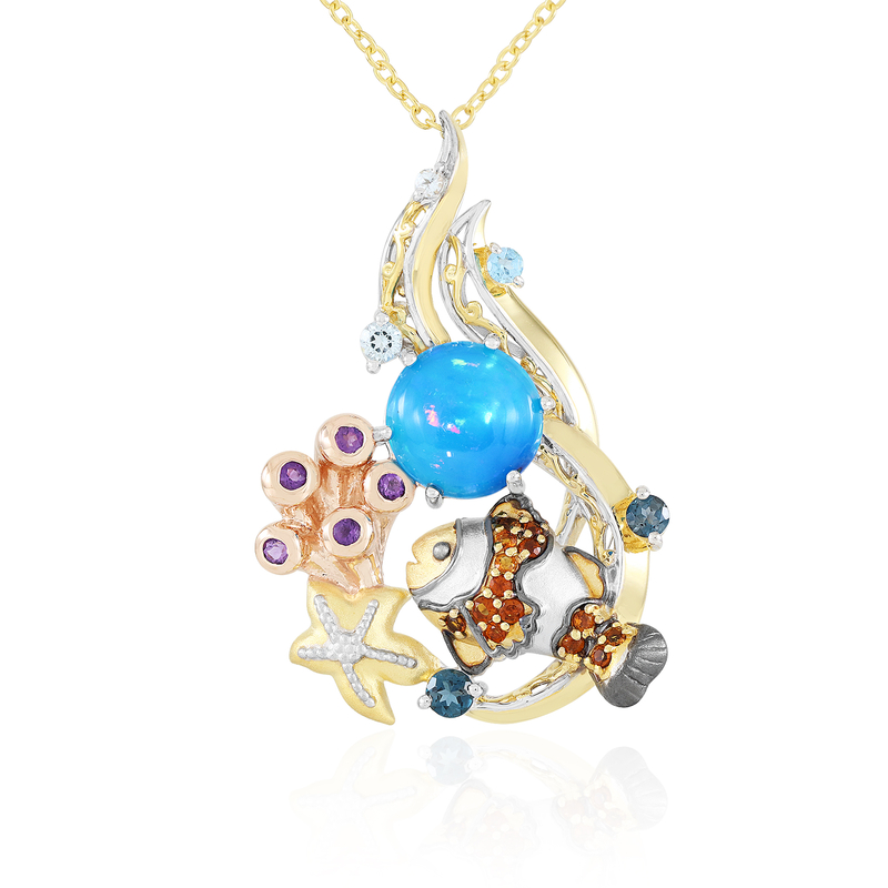 Äthiopischer Blauer Opal-Silberhalskette (Gems en Vogue)