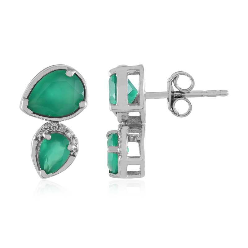 Grüner Onyx-Silberohrringe