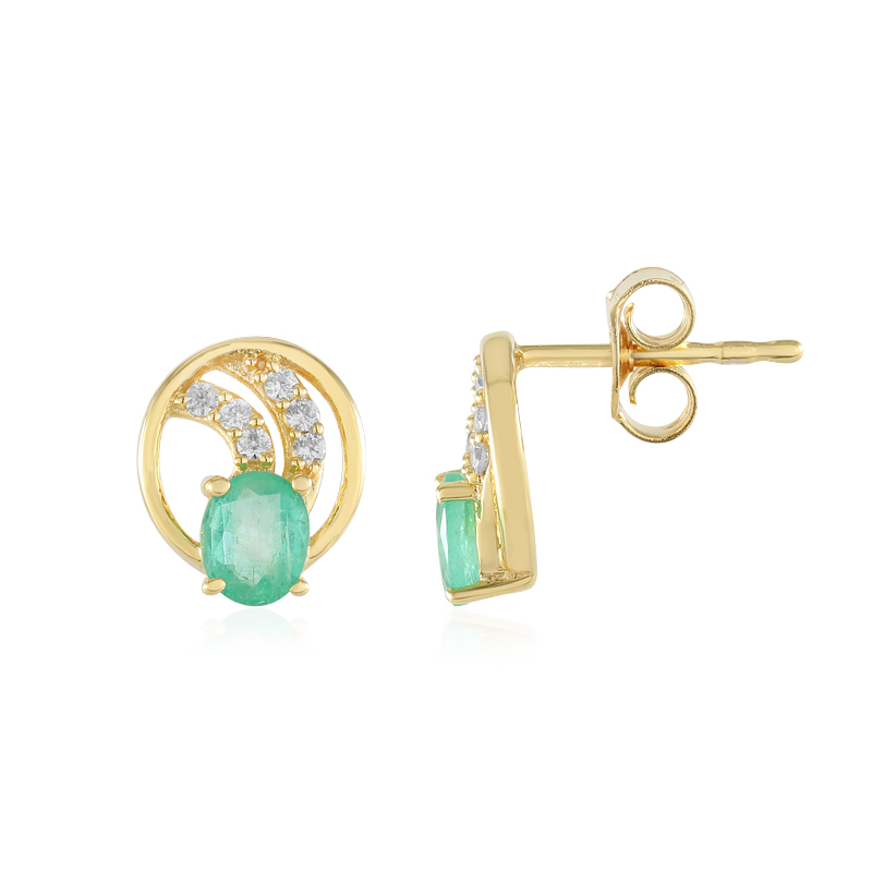 Russischer Smaragd-Silberohrringe (Adela Silber) Russischer Smaragd-Silberohrringe (Adela Silber)