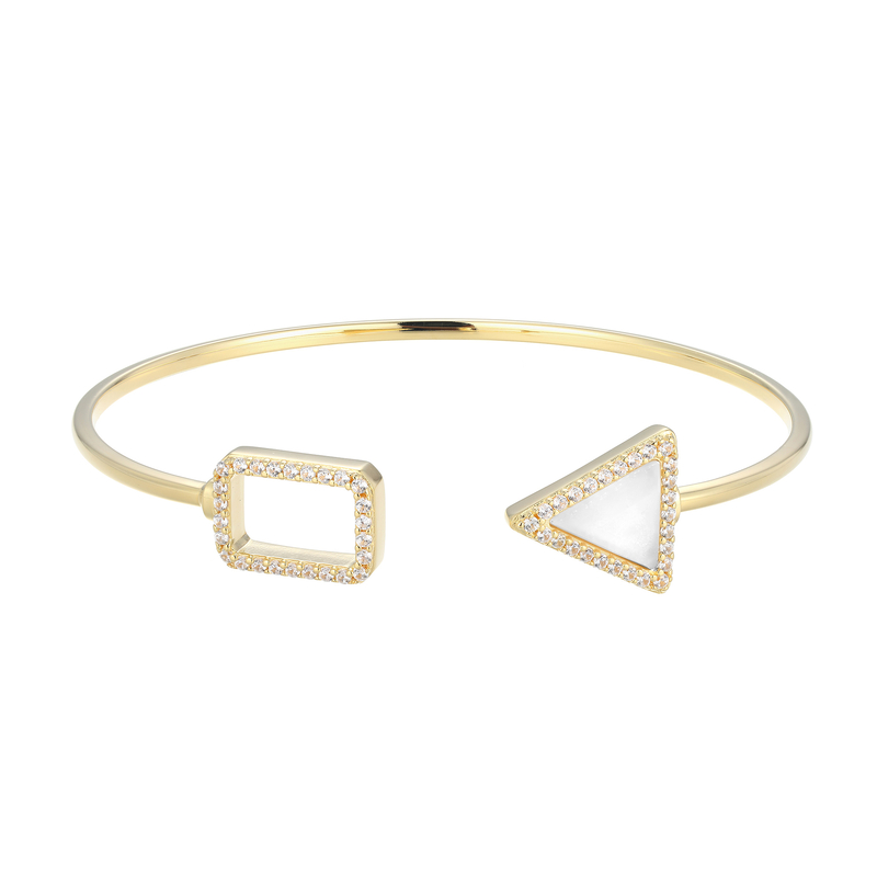 Weißer Quarz-Silberarmreif Weißer Quarz-Silberarmreif