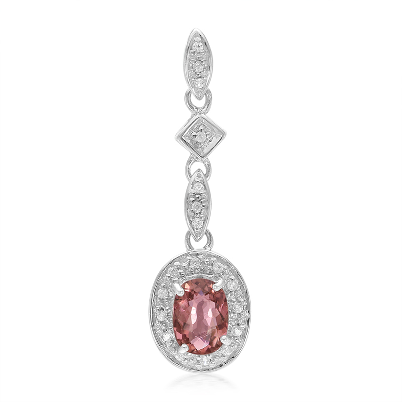 Pinkfarbener Kupfer-Turmalin-Silberanhänger