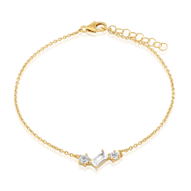 Weißer Topas-Silberarmband