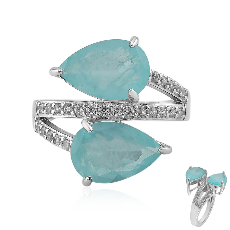 Blauer Pastell-Quarz-Silberring