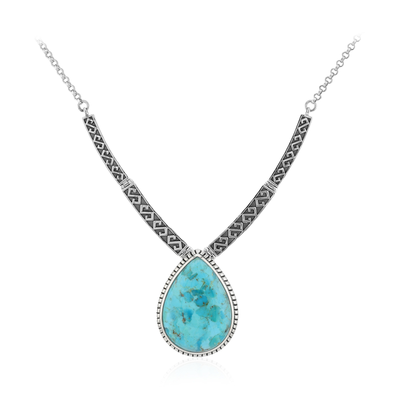 Blauer Kingman Mohave-Türkis-Silbercollier (Faszination Türkis)
