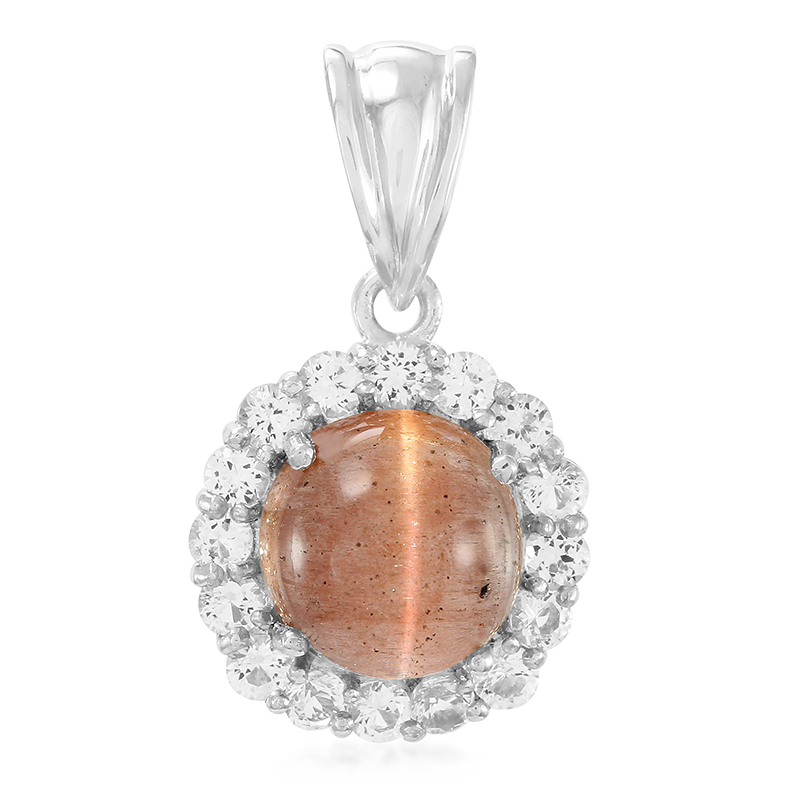 Skapolith-Katzenauge-Silberanhänger