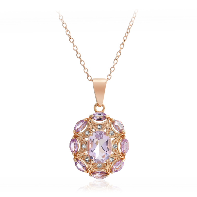 Bolivianischer Amethyst-Silberhalskette