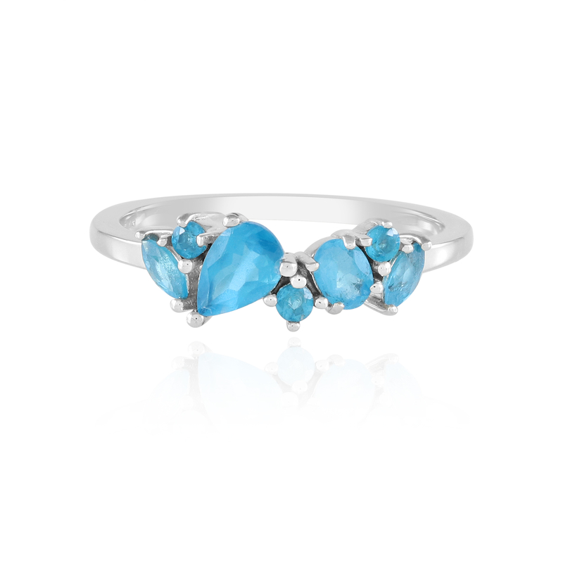 Neonblauer Apatit-Silberring