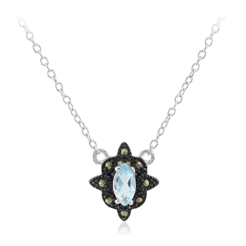 Himmelblauer Topas-Silbercollier