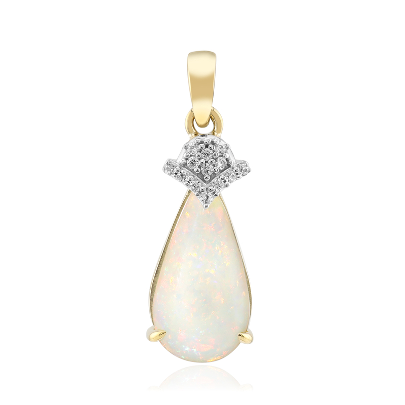 Brasilianischer Weißer Opal-Goldanhänger Brasilianischer Weißer Opal-Goldanhänger