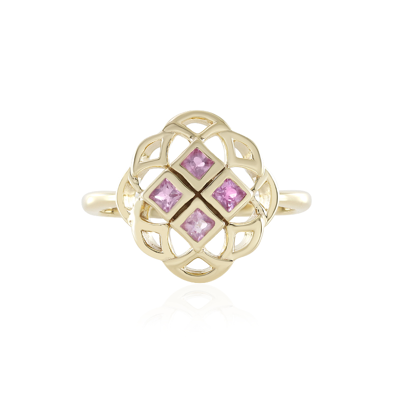 Pinkfarbener Ceylon-Saphir-Goldring Pinkfarbener Ceylon-Saphir-Goldring