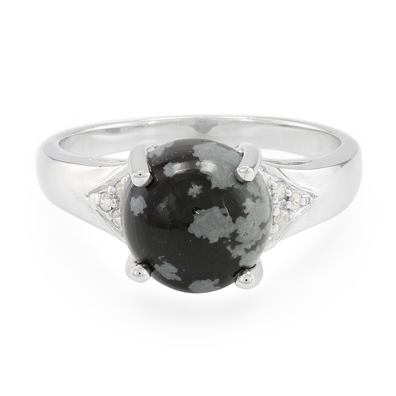 Schneeflocken-Obsidian-Silberring
