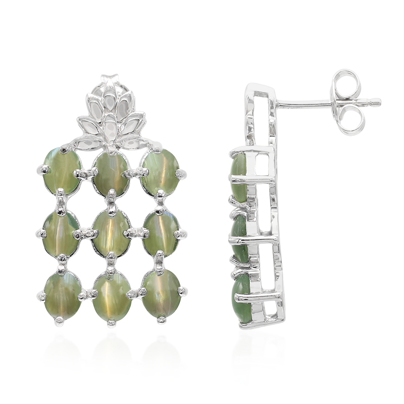 Alexandrit-Katzenauge-Silberohrringe Alexandrit-Katzenauge-Silberohrringe