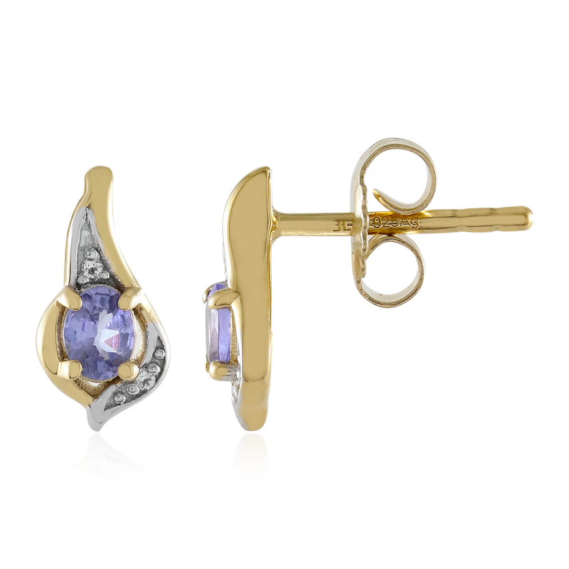 Tansanit-Silberohrringe