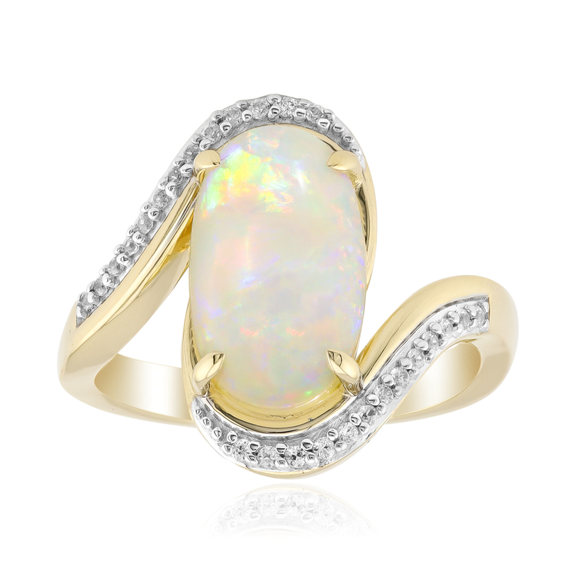 Brasilianischer Weißer Opal-Goldring Brasilianischer Weißer Opal-Goldring