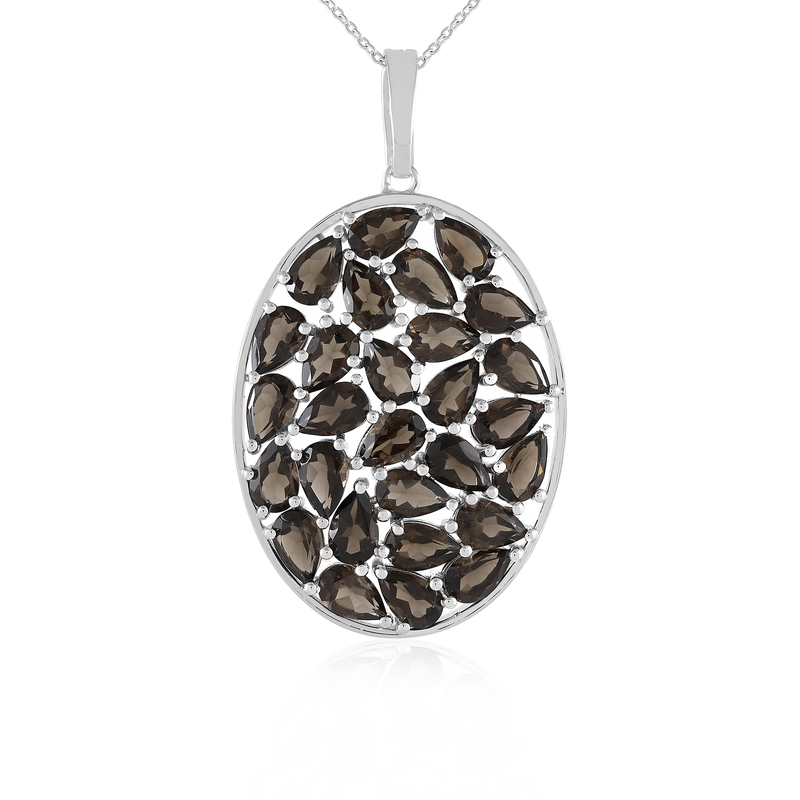 Rauchquarz-Silberhalskette Rauchquarz-Silberhalskette