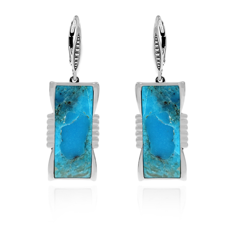 Blauer Kingman Mohave-Türkis-Silberohrringe (Faszination Türkis)