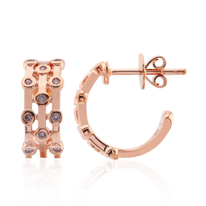 Pinkfarbener I3 Argyle-Brillant-Goldohrringe (Mark Tremonti)