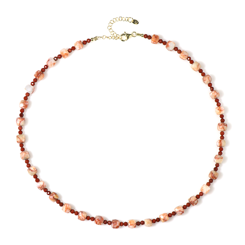 Roter Netz-Jaspis-Silberhalskette